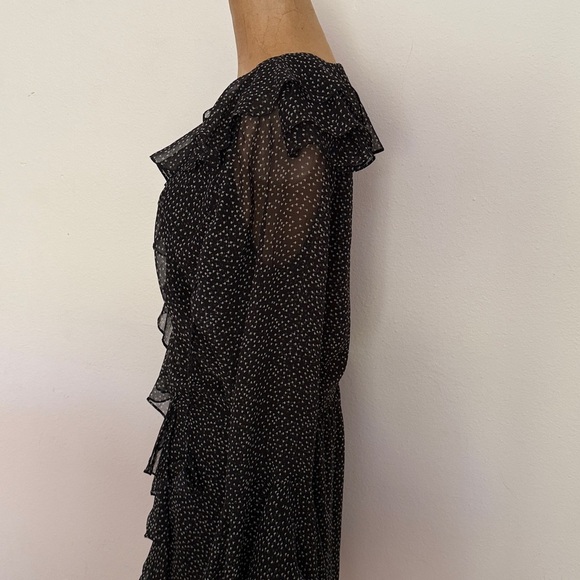 3.1 Phillip Lim sz 10 Black Cream 100% silk Patterned Dress 35” length ruffles - Picture 6 of 12